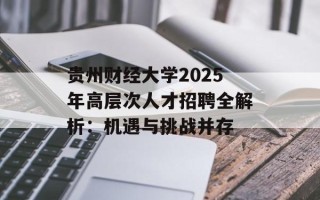 贵州财经大学2025年高层次人才招聘全解析：机遇与挑战并存