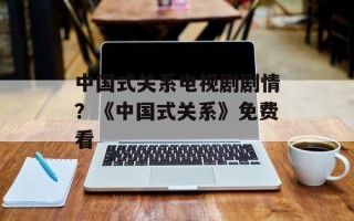 中国式关系电视剧剧情？《中国式关系》免费看