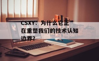 CSXY：为什么它正在重塑我们的技术认知边界？