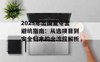 2025年出国夏令营避坑指南：从选项目到安全归来的全流程解析