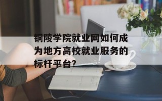 铜陵学院就业网如何成为地方高校就业服务的标杆平台？