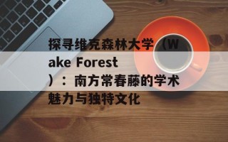 探寻维克森林大学（Wake Forest）：南方常春藤的学术魅力与独特文化