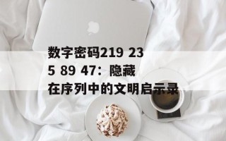 数字密码219 235 89 47：隐藏在序列中的文明启示录