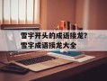 雪字开头的成语接龙？雪字成语接龙大全