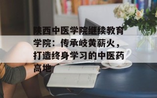 陕西中医学院继续教育学院：传承岐黄薪火，打造终身学习的中医药高地