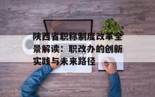 陕西省职称制度改革全景解读：职改办的创新实践与未来路径