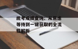 统考成绩查询：从焦虑等待到一键获取的全流程解析