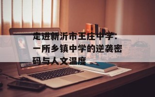 走进新沂市王庄中学：一所乡镇中学的逆袭密码与人文温度