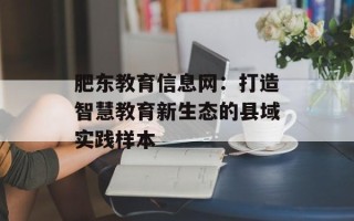肥东教育信息网：打造智慧教育新生态的县域实践样本