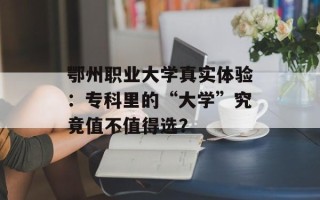 鄂州职业大学真实体验：专科里的“大学”究竟值不值得选？