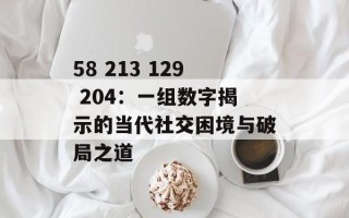 58 213 129 204：一组数字揭示的当代社交困境与破局之道