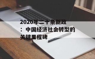 2020年二十条新政：中国经济社会转型的关键里程碑