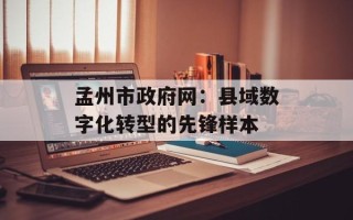 孟州市政府网：县域数字化转型的先锋样本
