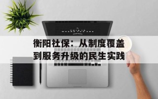 衡阳社保：从制度覆盖到服务升级的民生实践